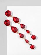 Серьги висячие со стразами "Драгоценность" капли, цвет красный в золоте - фото 809174580