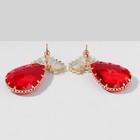 Серьги со стразами «Эдем» сердца, красные в золоте - Фото 2