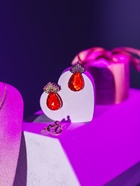 Серьги со стразами «Эдем» сердца, красные в золоте - Фото 3