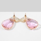 Серьги со стразами «Эдем» сердца, розовые в золоте - Фото 2