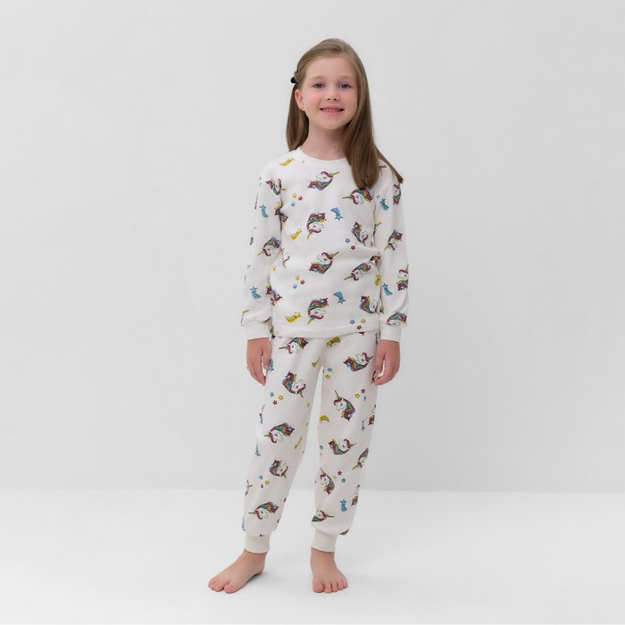 Пижама детская для девочки, цвет белый, рост 98 см - Фото 1