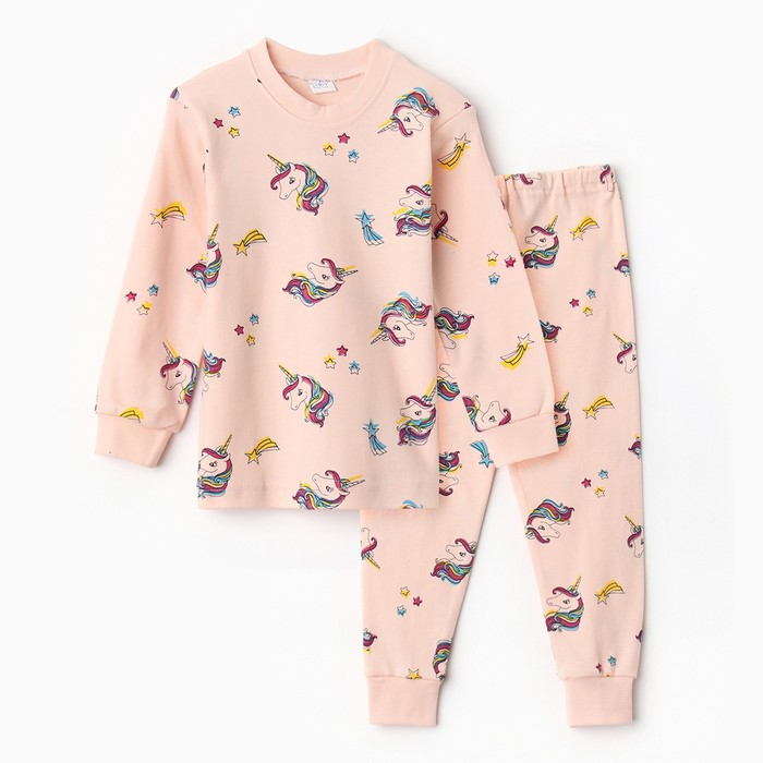 Пижама детская для девочки, цвет бежевый, рост 116 см - Фото 1