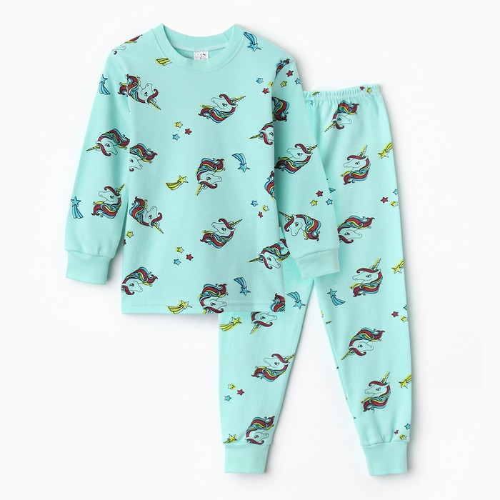 Пижама детская для девочки, цвет изумрудный, рост 122 см - Фото 1