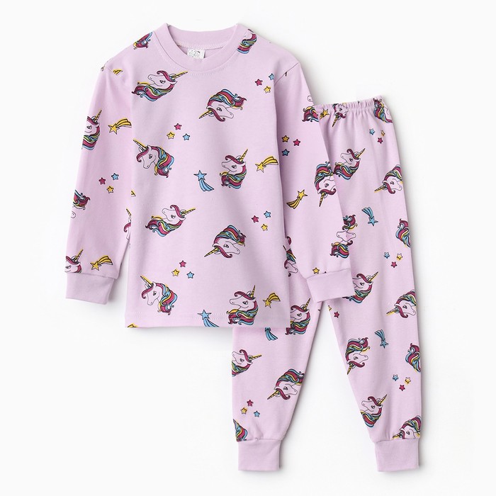 Пижама детская для девочки, цвет сиреневый, рост 122 см - Фото 1