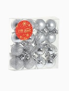 Ёлочные игрушки «Праздничный переполох», шары новогодние, пластик, набор d=3 см, 16 шт., серебро - Фото 6