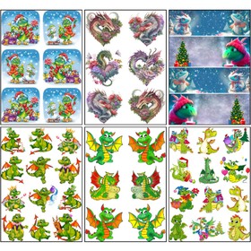 Набор декупажных карт 6 шт «Новогодние драконы»  А4, 45 г/м2