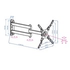 Кронштейн Kromax DIX-13, для ТВ, наклонно-поворотный, 15-42", до 20 кг, 38-107 мм, черный - фото 51435694