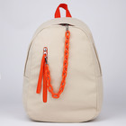 Рюкзак школьный текстильный с карманом, цвет бежевый, 45х30х15 см - Фото 5