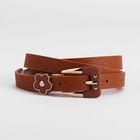 Ремень женский "Флора", пряжка под золото, ширина 1,5см, цвет коричневый - Фото 1