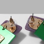 Серьги акриловые «Квадро», цвет зелёно-фиолетовый в золоте - Фото 3