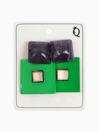 Серьги акриловые «Квадро», цвет зелёно-фиолетовый в золоте  (артикул 9643910)  большой выбор товаров оптом и в розницу по низким ценам с доставкой