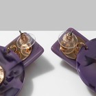 Серьги акрил «Круг» с квадратом, цвет чёрно-фиолетовый в золоте - Фото 3