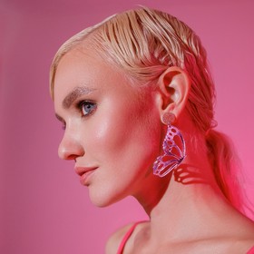 Серьги акрил "Бабочка" крылья, цвет серо-фиолетовый в серебре