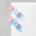 Серьги акрил «Мишки» с сердцем, цветные в серебре - Фото 2