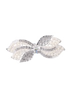 Заколка - автомат для волос «Гелая», бантик, 9 см, серебристо-белая - Фото 6