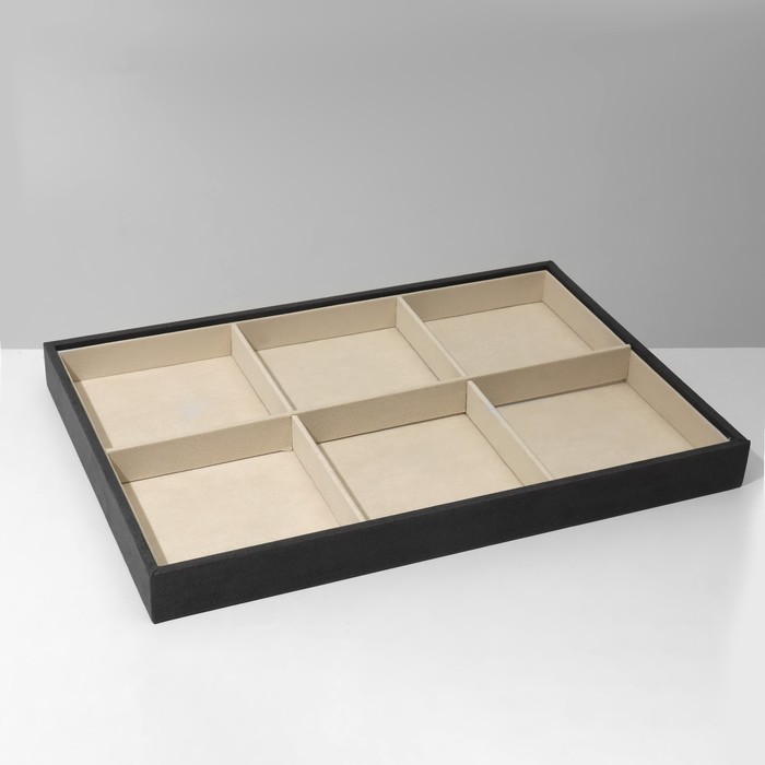 Подставка для украшений 6 ячеек, флок, 35×24×3, цвет серо-бежевый - фото 1907810111