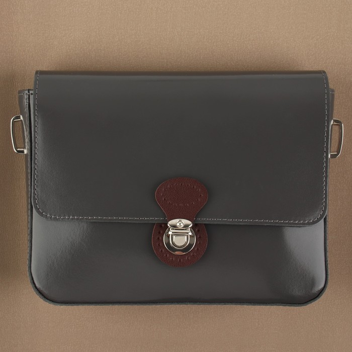 Застёжка для сумки, пришивная, 6 × 4 см, цвет тёмно-коричневый/серебряный