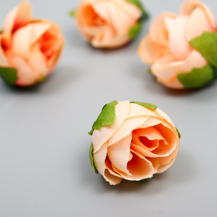 Бутон на ножке для декорирования "Роза пионовидный бутон" персиковая 2,5х3 см