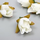 Бутон на ножке для декорирования "Роза Мондиаль" белая 1,7х3 см - фото 319948200