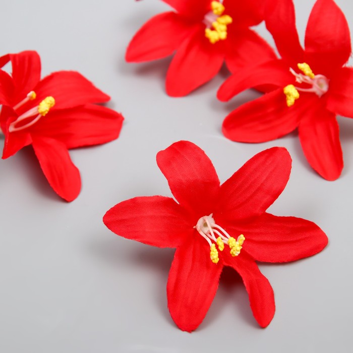 Бутон на ножке для декорирования "Лилия садовая" красная 6,5х6,5 см - Фото 1