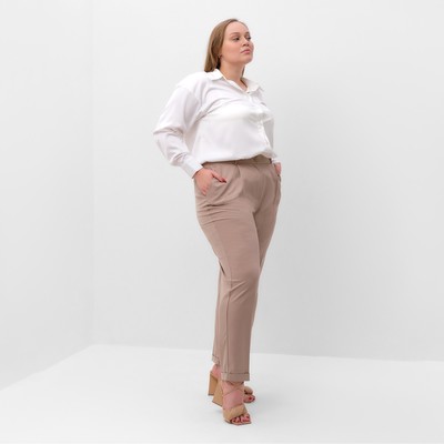 Брюки женские MIST plus-size, размер 52, серо-бежевые