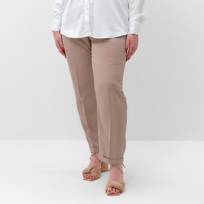 Брюки женские MIST plus-size, размер 54, цвет серо-бежевый