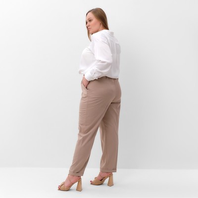 Брюки женские MIST plus-size, размер 58, серо-бежевые