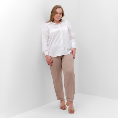 Брюки женские MIST plus-size, размер 58, серо-бежевые