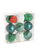 Ёлочные игрушки «Гармония», шары новогодние, набор 9 шт., d=5.5 см, зелёный/белый 9510244