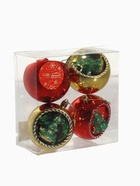 Ёлочные игрушки «Праздник», шары новогодние, d=8 см, набор 4 шт., красный/золото - Фото 9