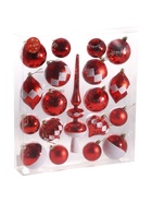 Ёлочные игрушки «Льдинки», новогодние, набор 19 шт., красно-золотой - фото 8082826