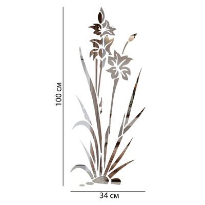 Наклейки интерьерные "Цветок", зеркальные, декор на стену, панно 100 х 34 см