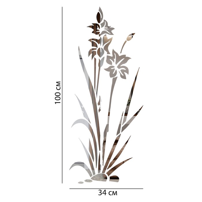 Наклейки интерьерные "Цветок", зеркальные, декор на стену, панно 100 х 34 см - Фото 1