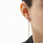 Серьги кубики на цепочке «Кварц розовый» - Фото 2