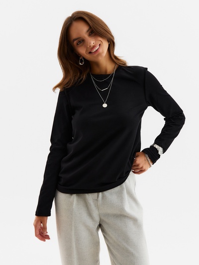 Лонгслив женский MINAKU: Basic line, чёрный, размер 46-48