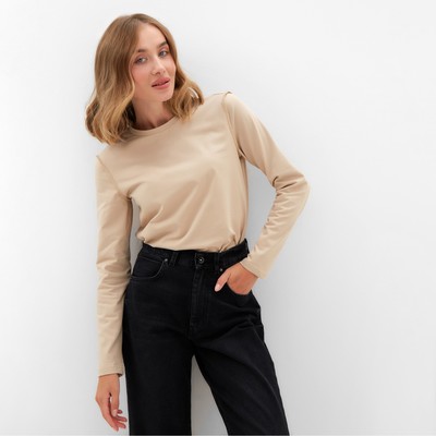 Лонгслив женский MINAKU: Basic line цвет бежевый, размер 46-48