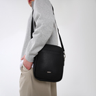 Сумка деловая TEXTURA на молнии, наружный карман, длинный ремень, цвет чёрный - фото 3085657