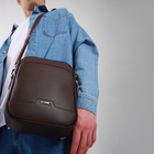Сумка деловая TEXTURA на молнии, наружный карман, длинный ремень, цвет коричневый - фото 3085661
