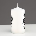Свеча - цилиндр новогодняя "Символ года 2024", 5х10 см, белая с чёрным драконом - Фото 5