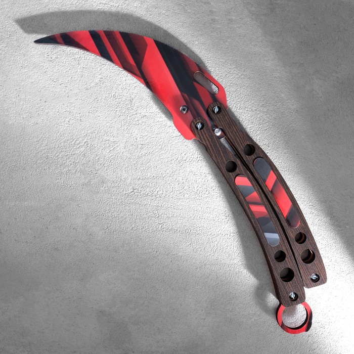 Сувенир деревянный &quot;Нож-бабочка. Керамбит&quot;, черный с красными линиями