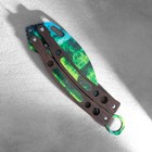 Сувенир деревянный "Нож-бабочка. Керамбит", синий с зелёным - фото 8626948