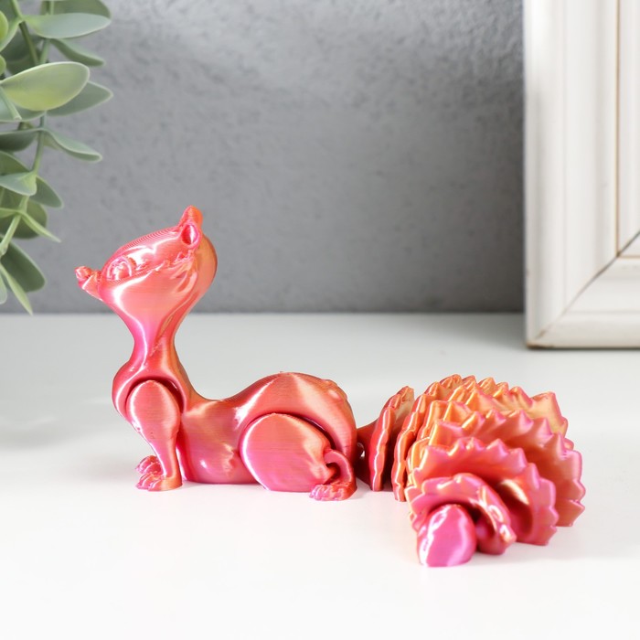 Сувенир-антистресс "Белка Бэлла" 15,5х4х6,5 см, розовый хамелеон