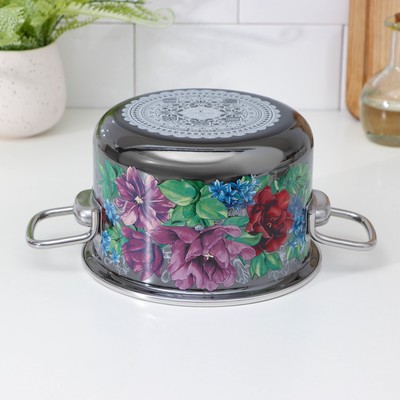 Кастрюля эмалированная Catalina, 2 л, цилиндрическая, индукция, серая, разноцветная