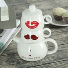 УЦЕНКА Набор керамический чайный «Чай для двоих», 3 предмета: чайник 400 мл, 2 чашки 200 мл - Фото 2