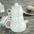 УЦЕНКА Набор керамический чайный «Чай для двоих», 3 предмета: чайник 400 мл, 2 чашки 200 мл - Фото 3