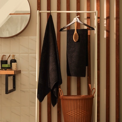 Полотенце махровое «Этель. Терри», 50×90 см, хлопок 100%, чёрное