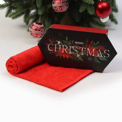 Полотенце махровое «Этель. Пуансеттия», 30×60 см, хлопок 100%, красное