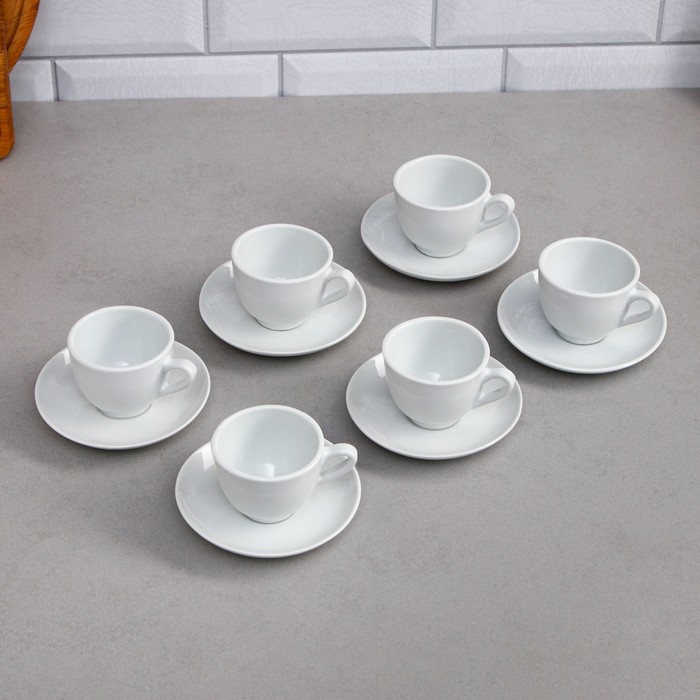Кофейный набор «Лимон», 12 предметов, 6 чашек 100 мл, фарфор, Иран - фото 1894603033