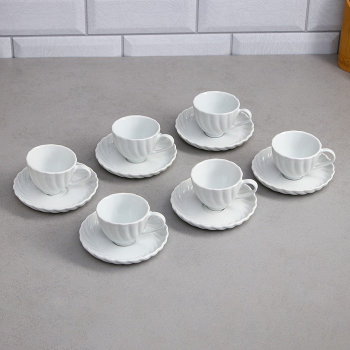 Кофейный набор «Кармен», 12 предметов, 6 чашек 60 мл, фарфор, Иран - фото 1910746062