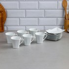 Чайный набор, 12 предметов, 6 чашек 200 мл, фарфор, Иран - фото 3085822